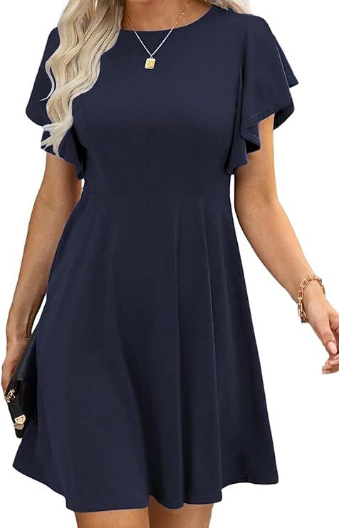 MEROKEETY Women's Summer Short Sleeve Mini Dress – Elegant Business A-Line Bodycon For Work & Graduation Short Sleeve A-line Bodycon Work Graduation Dress
