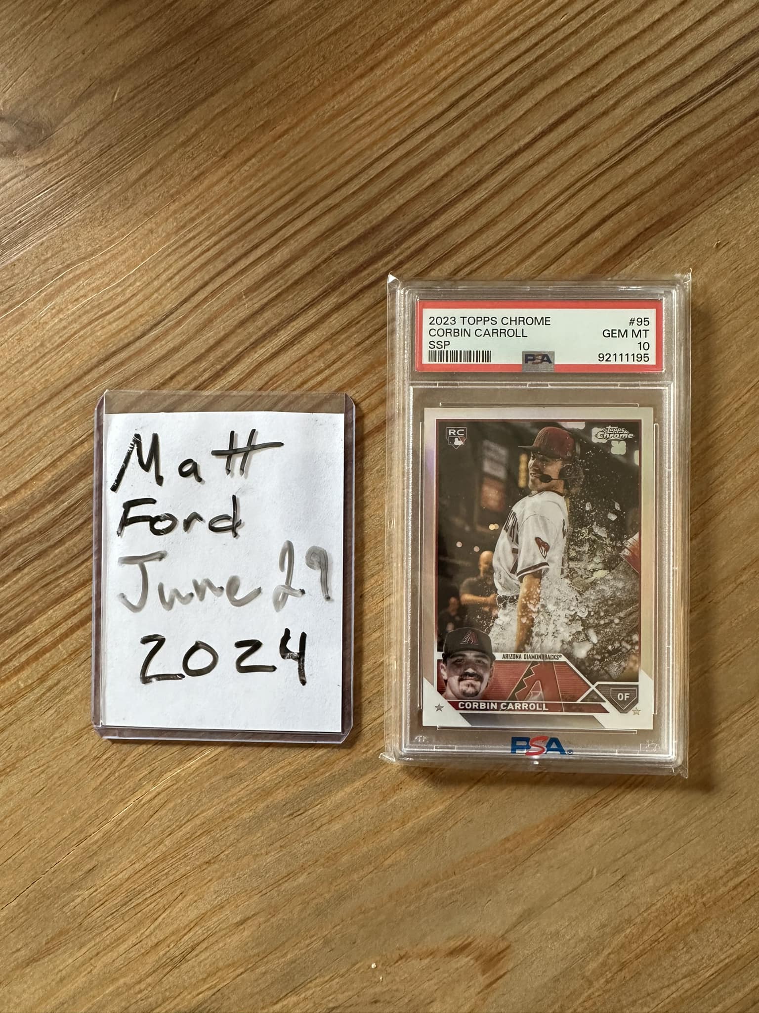 This Corbin Carroll autograph card has a SICK patch from the D 