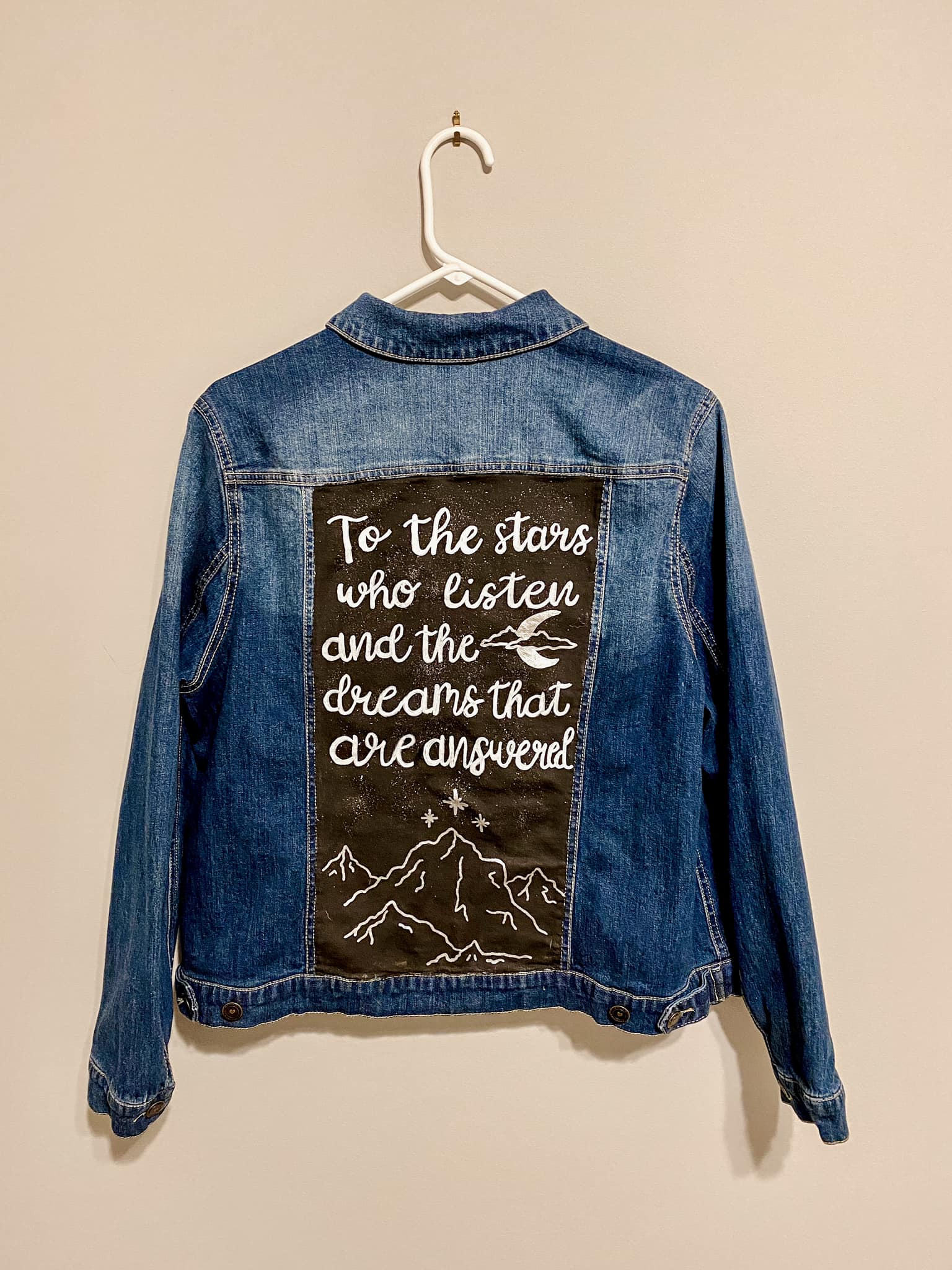 ACOTAR themed denim jacket painting and custom commissions