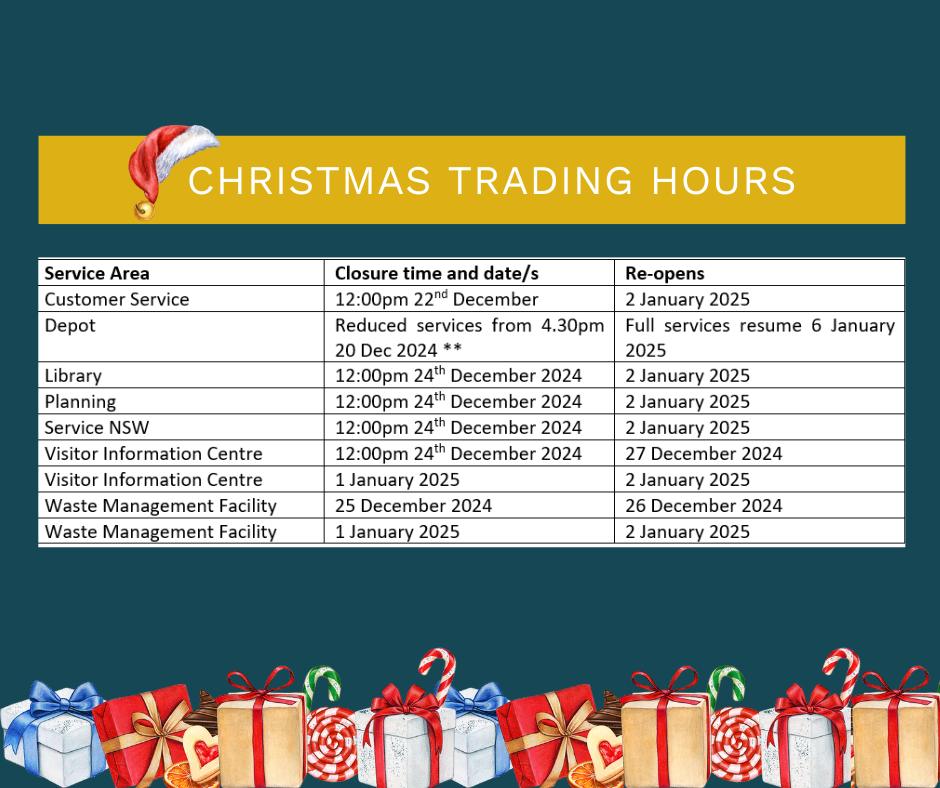 ⭐ Christmas Trading Hours ⭐... - Dungog Shire Council | Facebook
