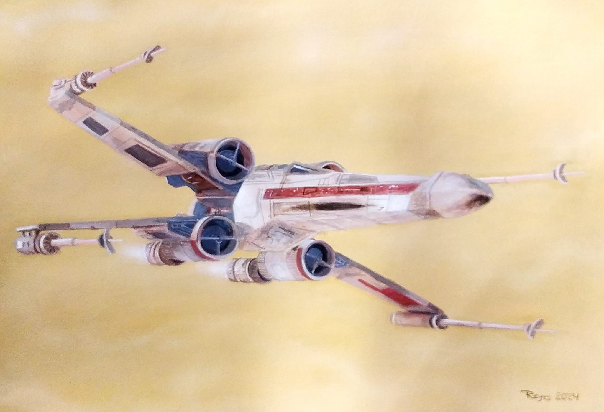 X-Wing. Painted by me in the style of John Berkey using Procreate