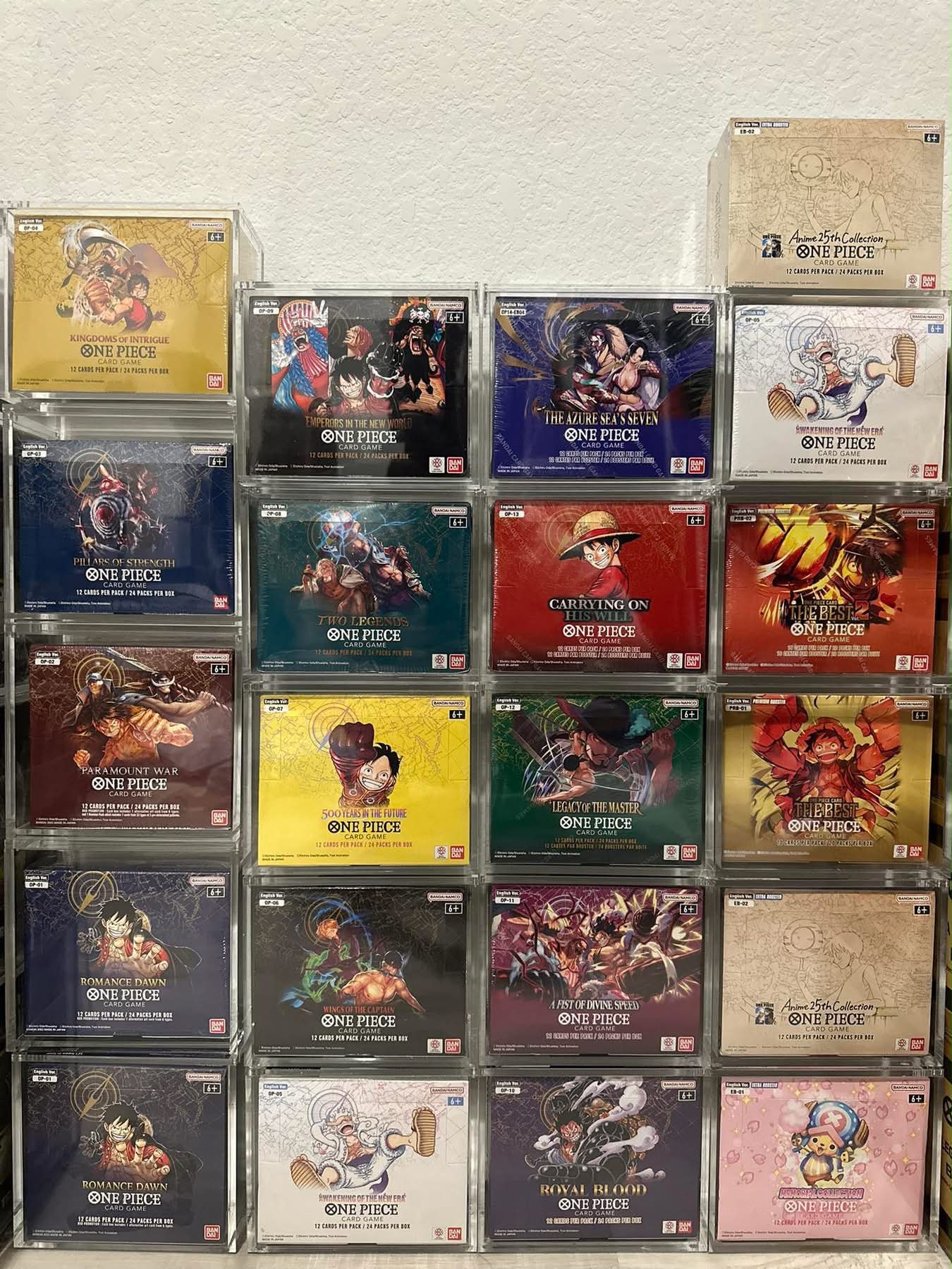 op-01 english booster box One Piece Protector for to OP-16 (01-02 Reprint) Display Case Parallel cards with different illustrations and designs op01 blue bottom booster box