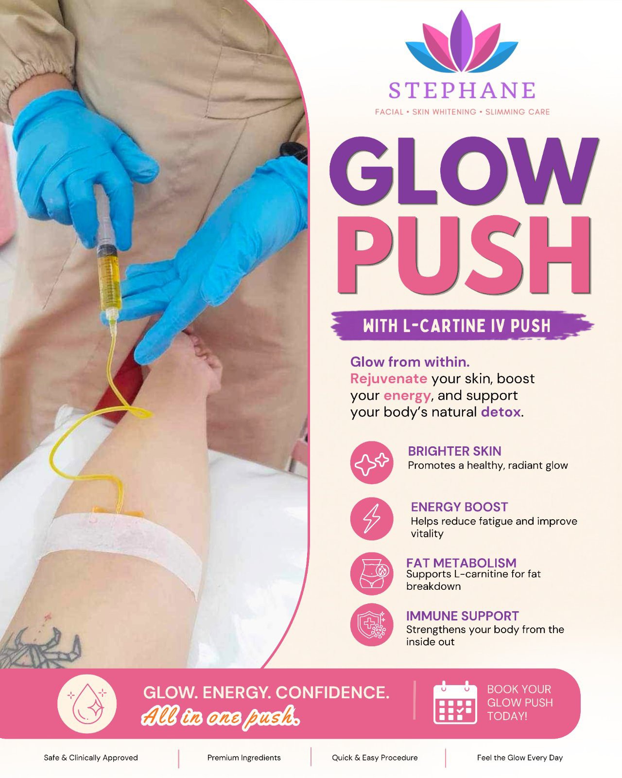 l carnitine skin lightening ✨ GLOW FROM WITHIN ✨ Give your and body the boost they deserve with our Glow Push featuring L-Carnitine IV Push! 💖 This revitalizing treatment is designed to help support your Geschmack:Geschmacksneutral Glutathione Niacinamide Facial Cleansing beauty products