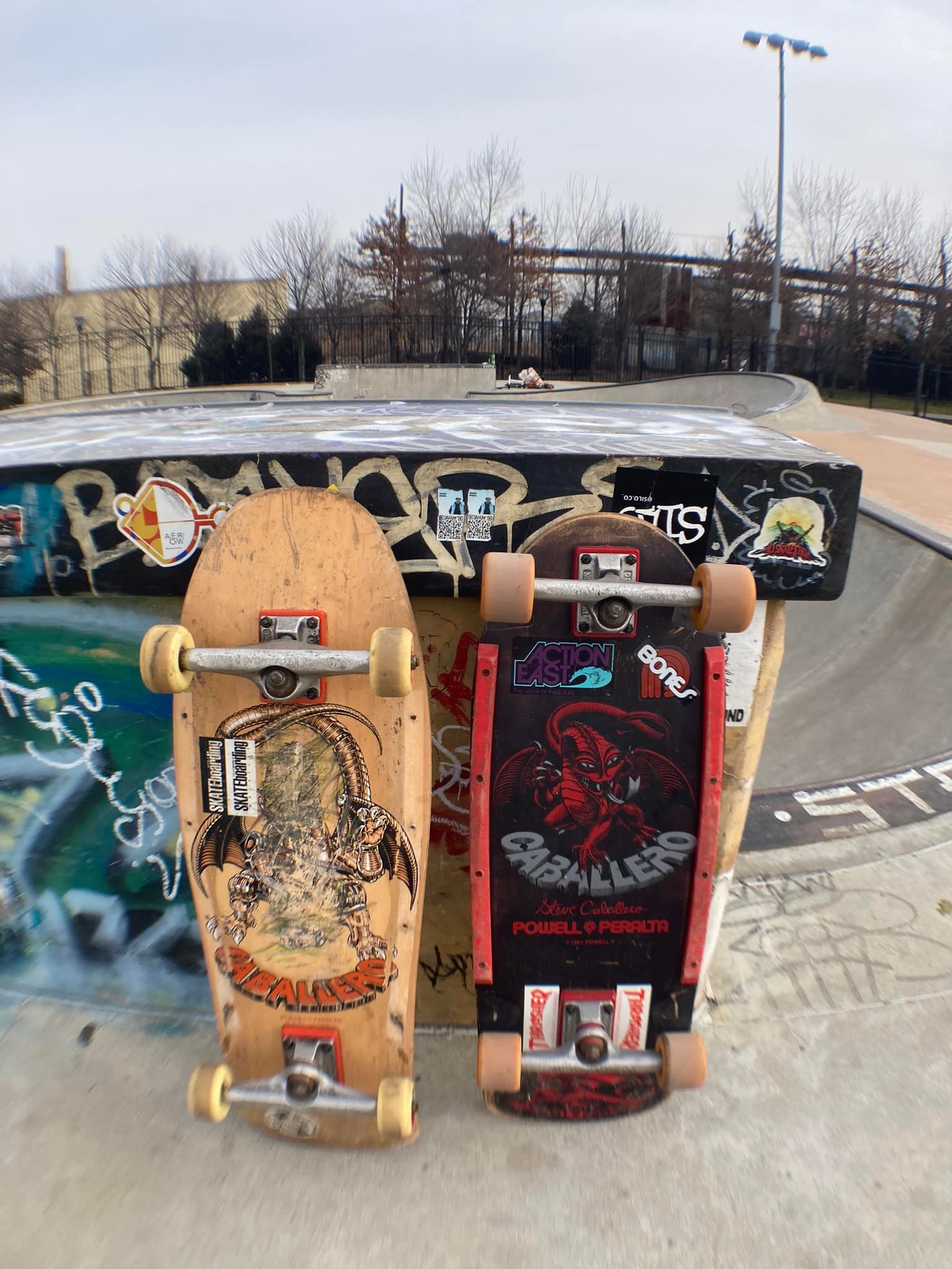 Riding vintage skateboards from the 80