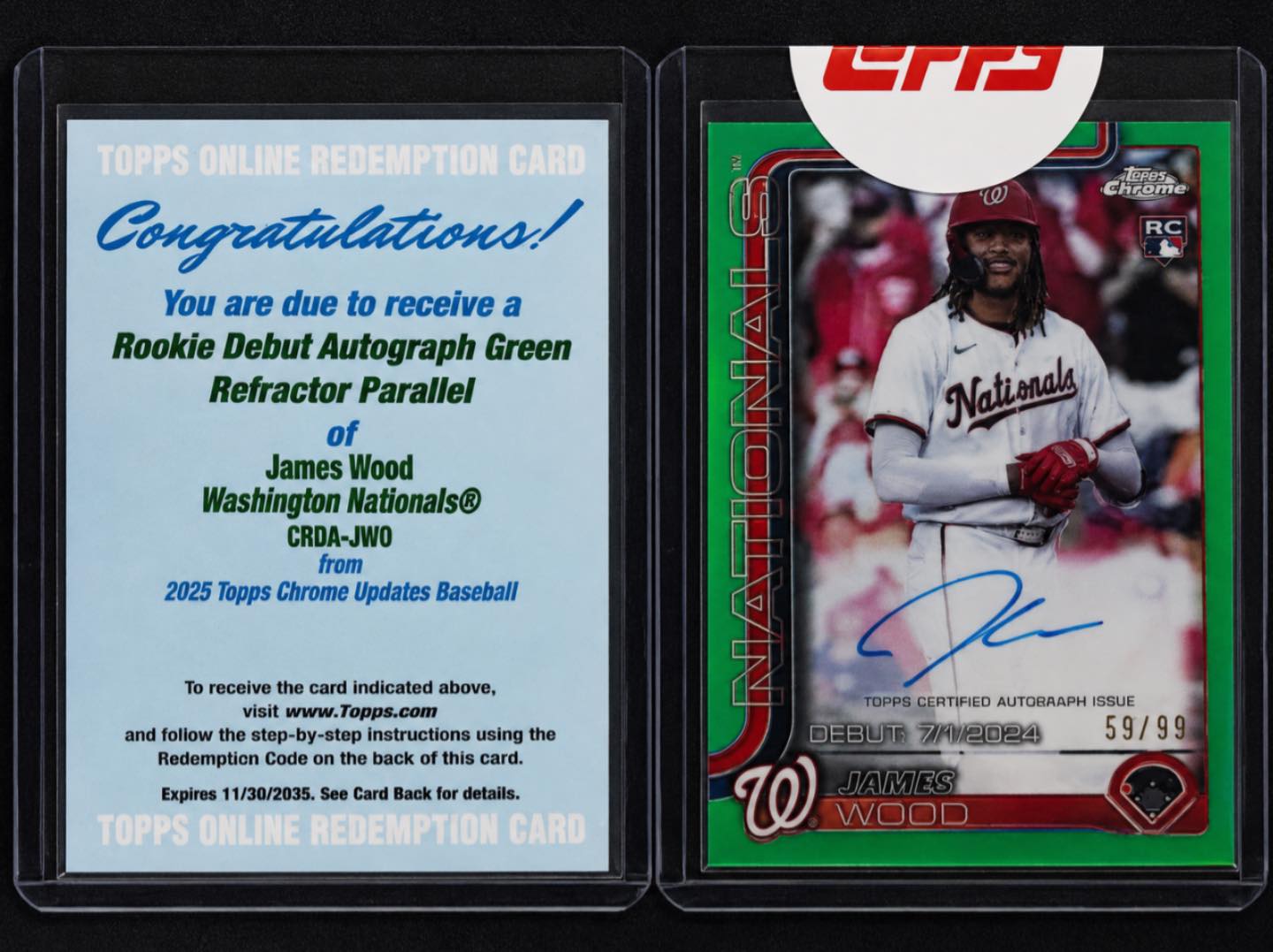 What to do with James Wood rookie debut autograph redemption card?