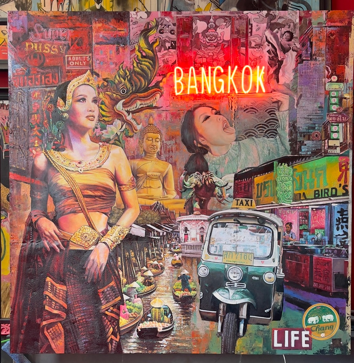 Last commission painting : Bangkok 2 Size: 150x150x4cm Medium: oil