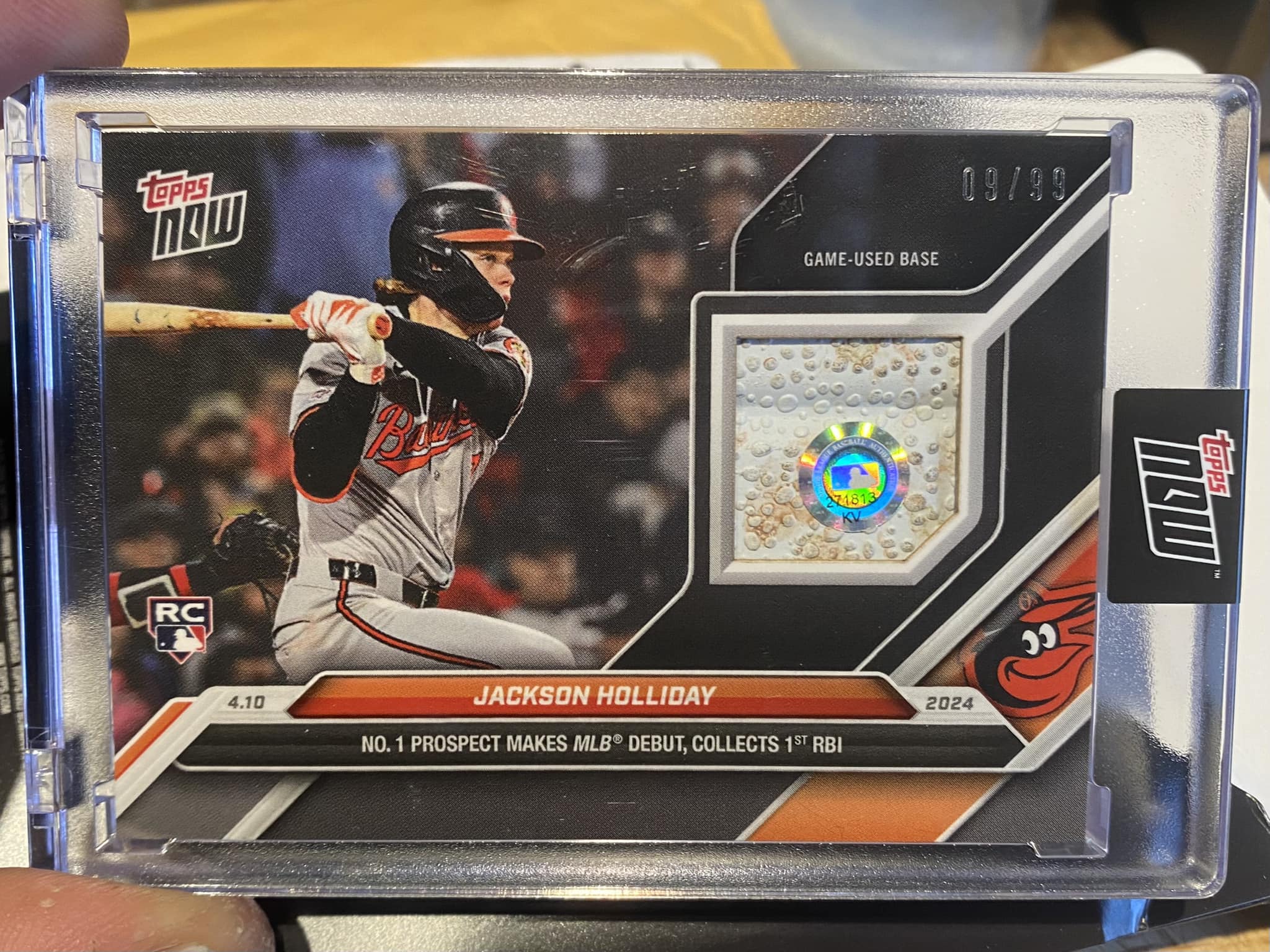 Topps Now Jackson Holiday Game Used Base Relic Card Arrival and 