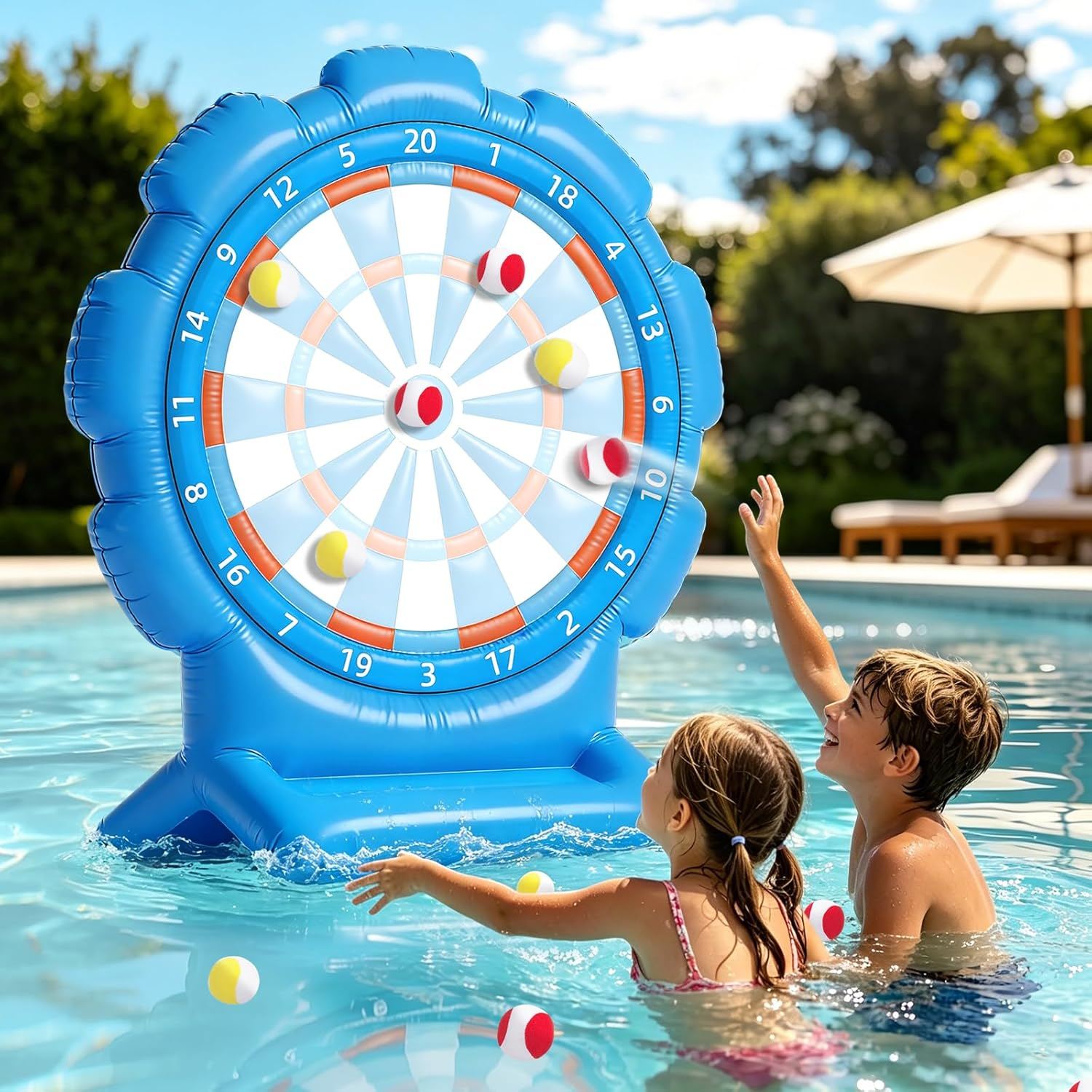 Cible Gonflable Pour Piscine – Jeu De Fléchettes Aquatique – 90x90x110 Cm – 10 Fléchettes – PVC Résistant – Pour Enfants Et Adultes