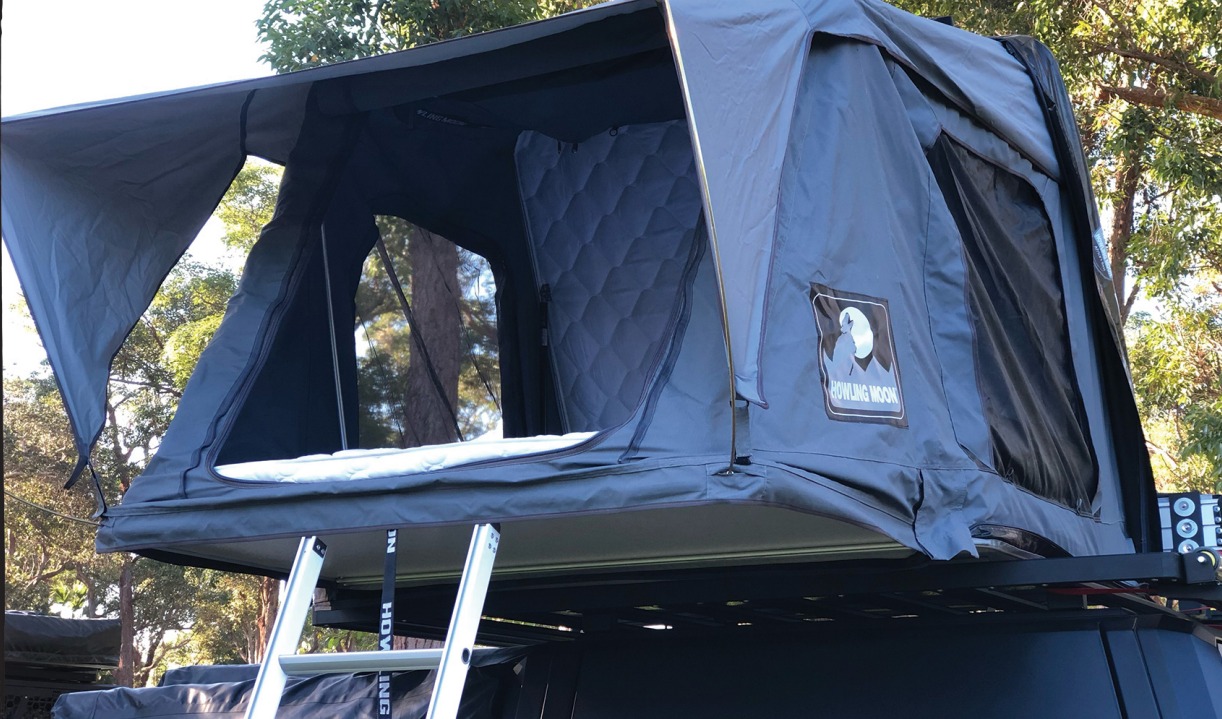 rooftop tents for trucks ROAM Adventure Co. The Vagabond Tent, Black / No Annex Hiking & camping equipment ILLUSTRATION The Elite Overland series Custom Printing:Single Sided Printing