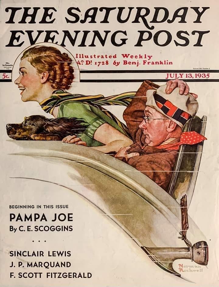 Fun in the Rumble Seat! 1935 Saturday Evening Post cover by Norman