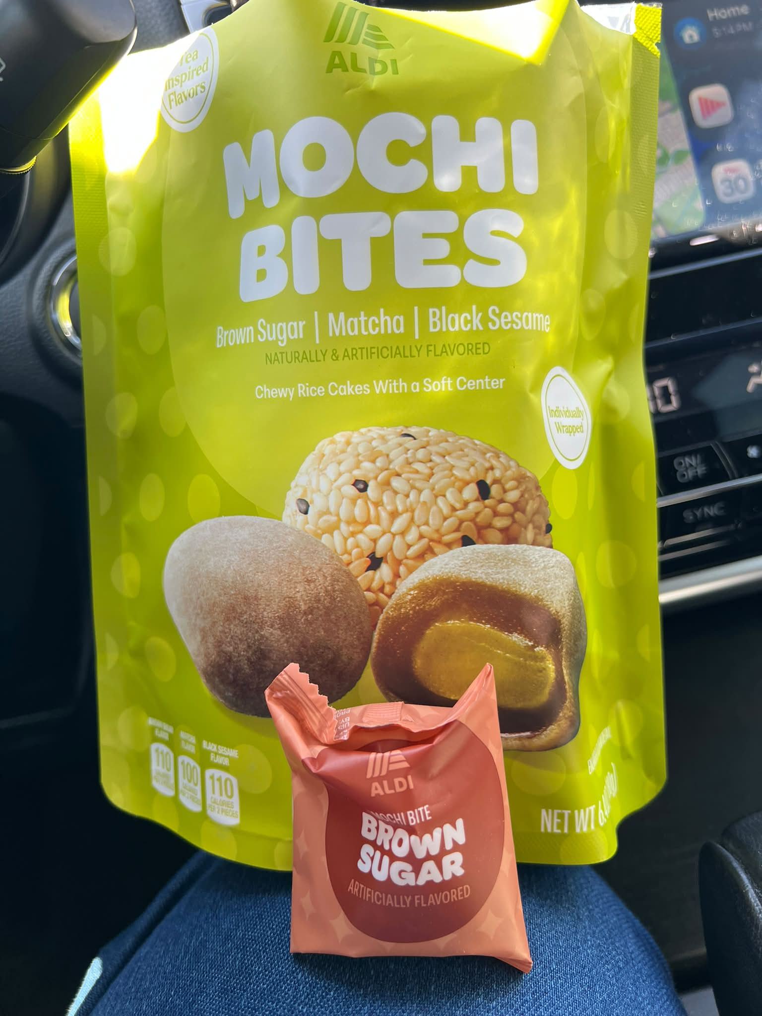 Review of ALDI Mochi Bites flavors: Matcha, Brown Sugar, and Black