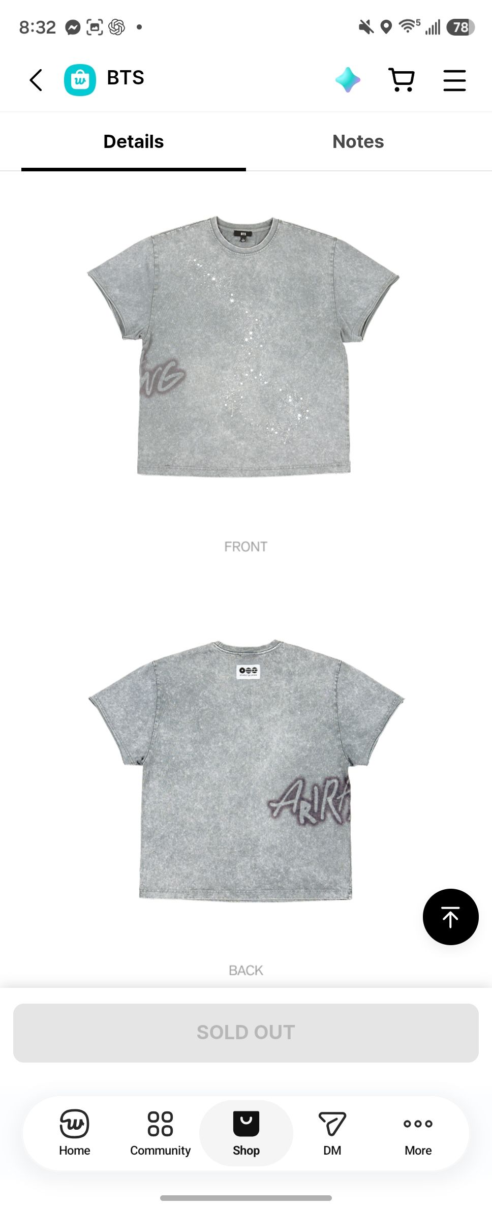 US exclusive grey BTS T-shirt for sale | Las Vegas, NV