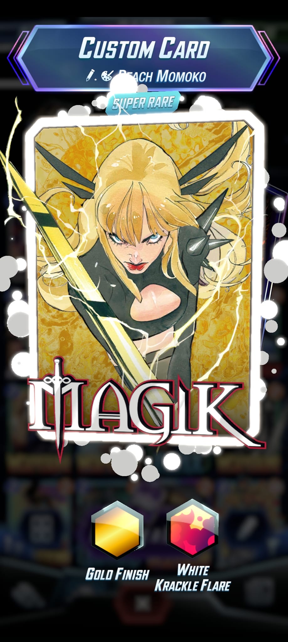 Peach Momoko's Fierce Magik variant with gold white krackle