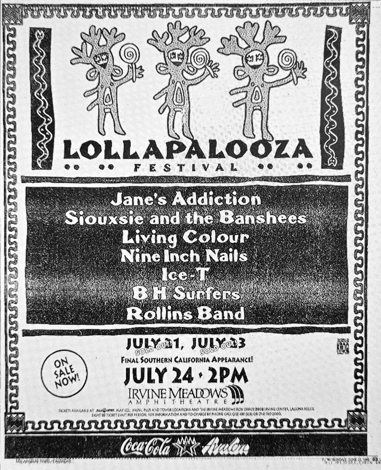 Lollapalooza Concert Poster • • August 6th • 1993 • • Santa Fe Dam