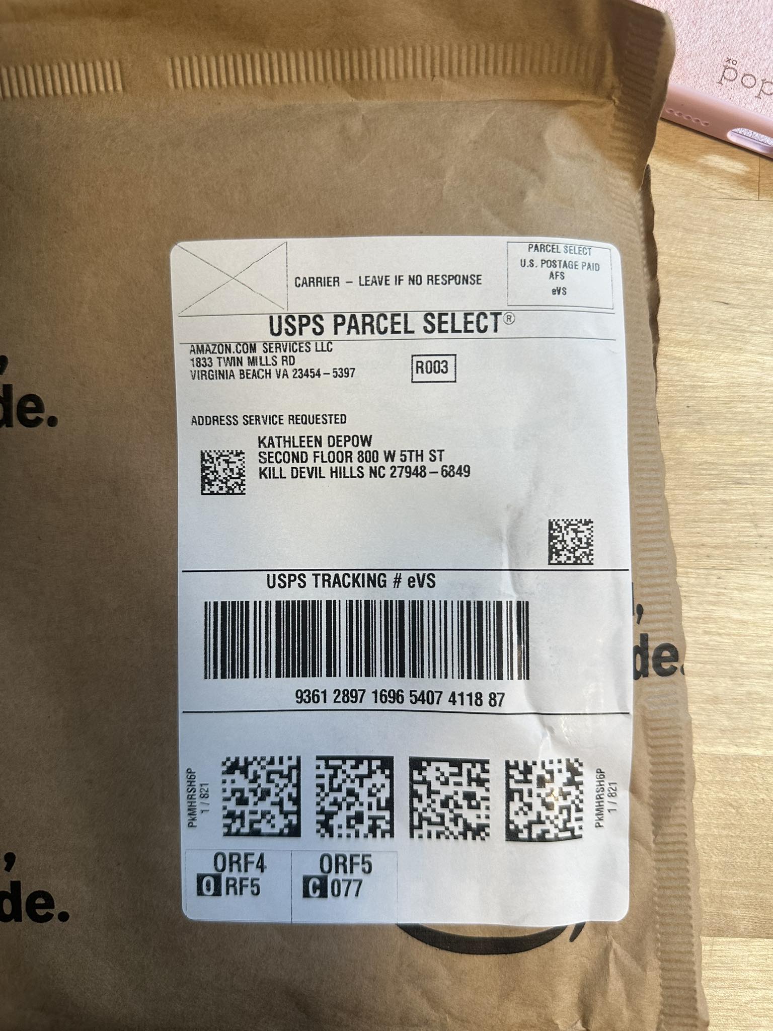 Found package delivered to Kill Devil Hills, NC address today