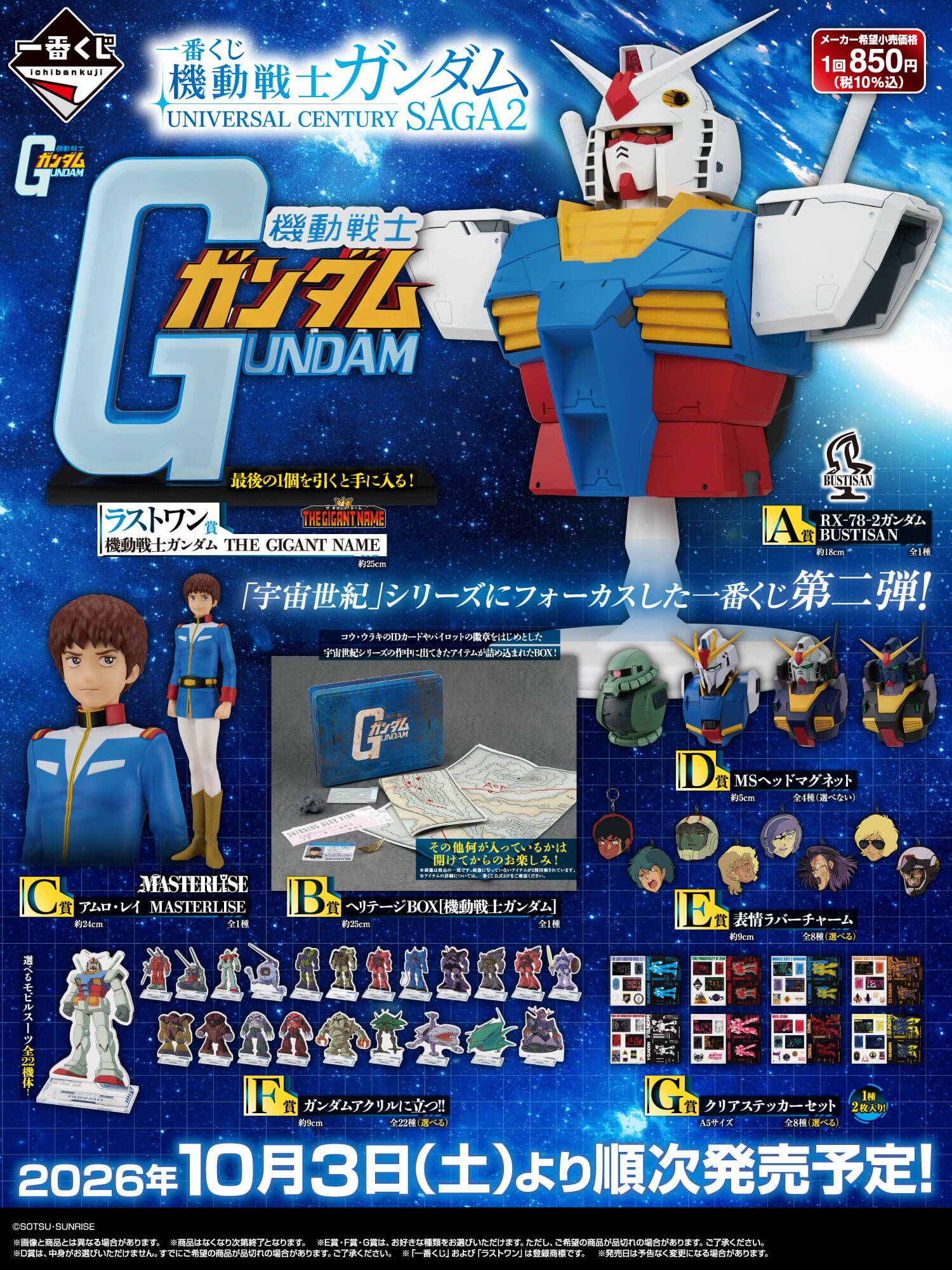 一番くじ機動戦士ガンダムUNIVERSAL CENTURY SAGA2 単品価格850円