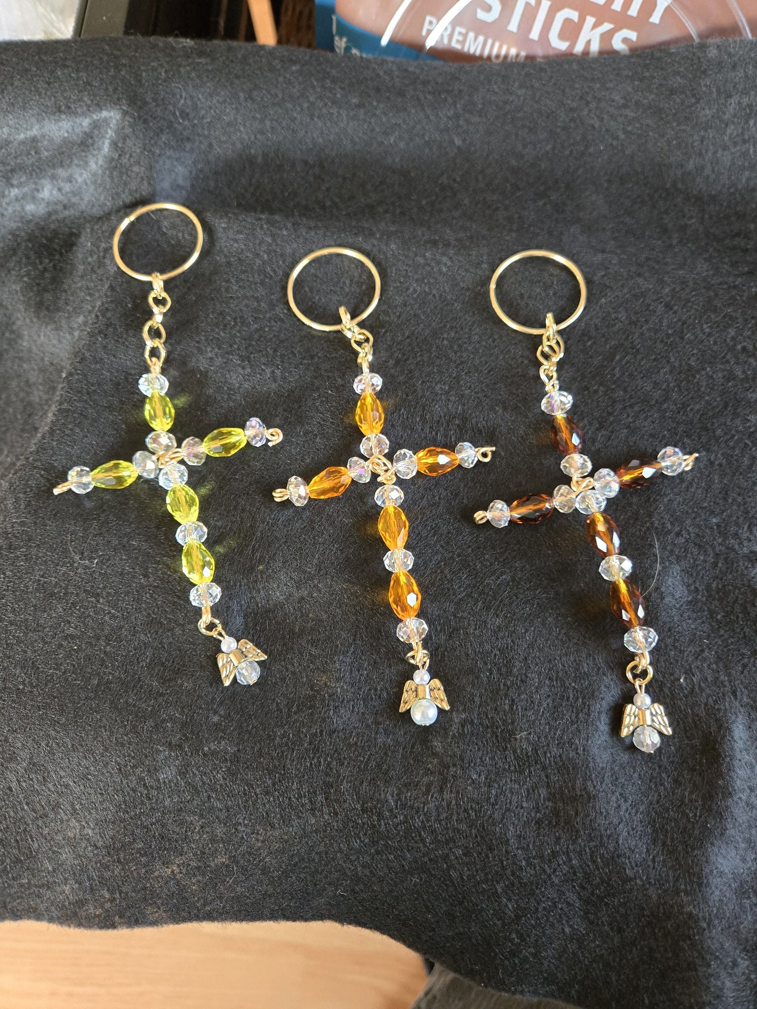 Handmade beaded cross keychains for Easter