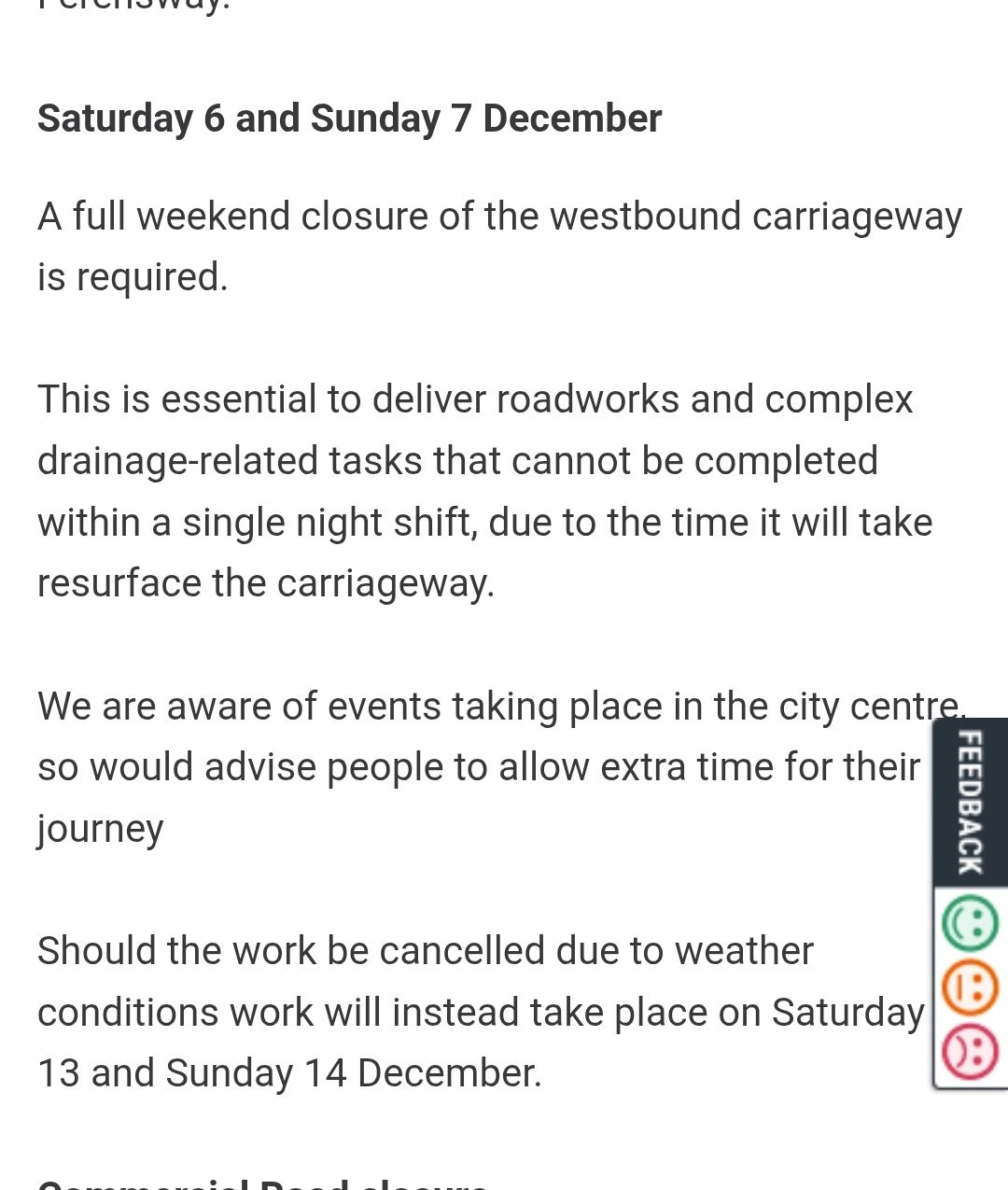 A63 westbound closed full weekend. | Facebook