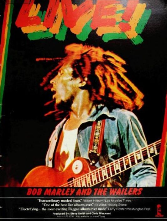 Bob Marley & The Wailers 'Live!' album recorded in London 1975