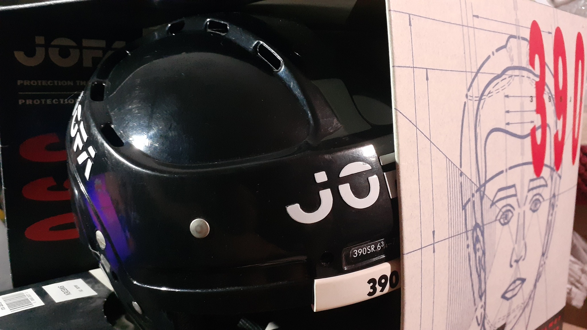 Casque De Hockey Jofa 390 SR Vintage Avec Masque 381 SR - Taille 6 3/4 - 7 3/8 - Blanc - Occasion