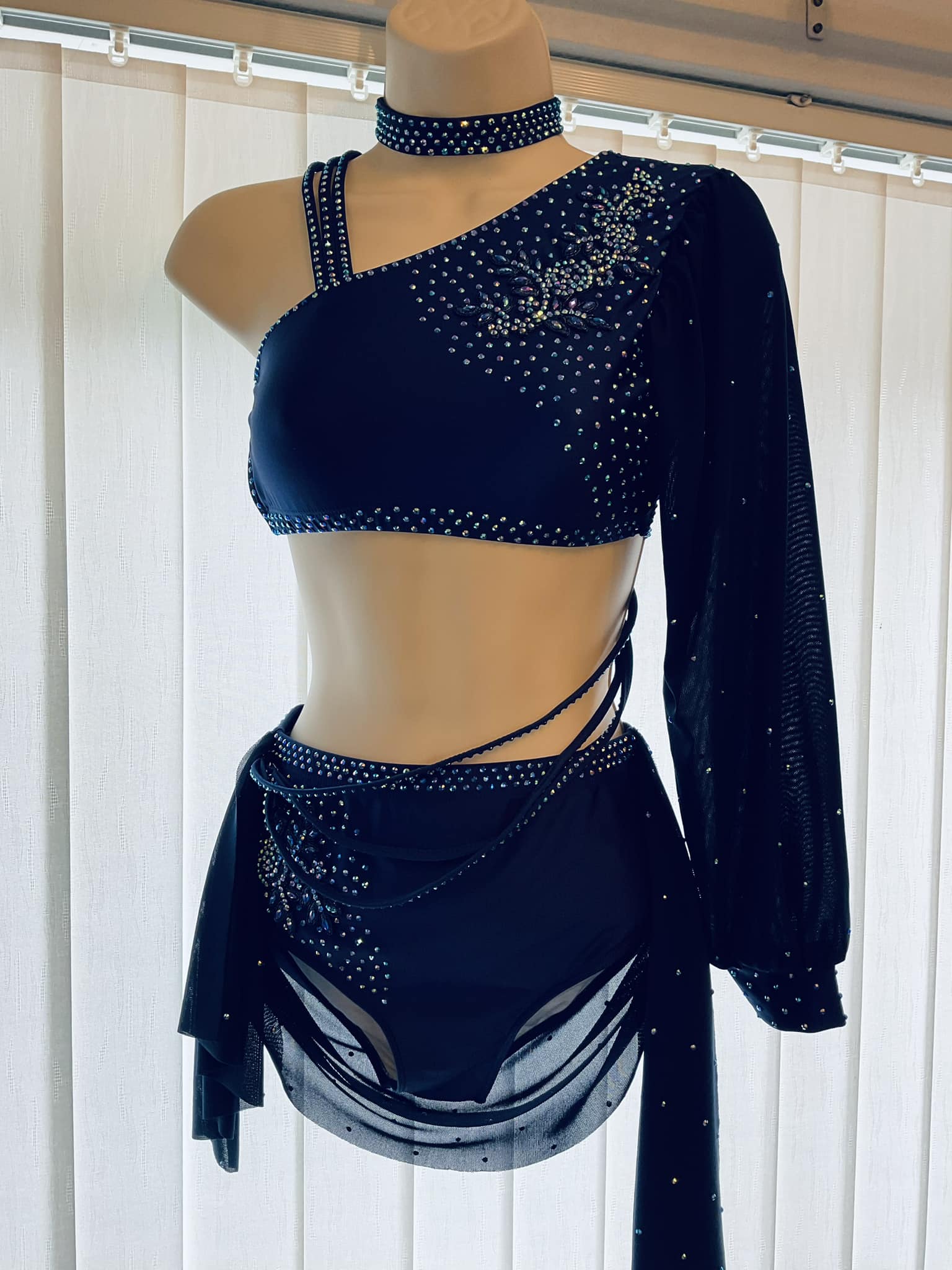 Company 5 Dancewear Rhinestoned Halter Unitard Navy Size XS | New  display picture 1