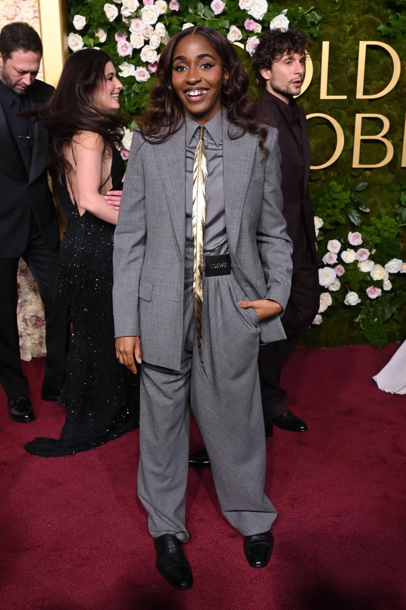 ayo edebiri golden globes dress AyoEdebiri arrives at the #GoldenGlobes in off-the-shoulder Chanel. Get all the details at the link in comments Photographed by WBUR