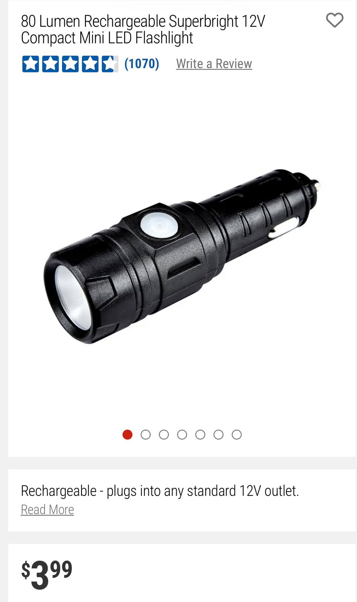 80 lumen 12v rechargeable mini flashlight from harbor freight tools 80Eighty Pocket This Harbor Freight Rechargeable Flashlight