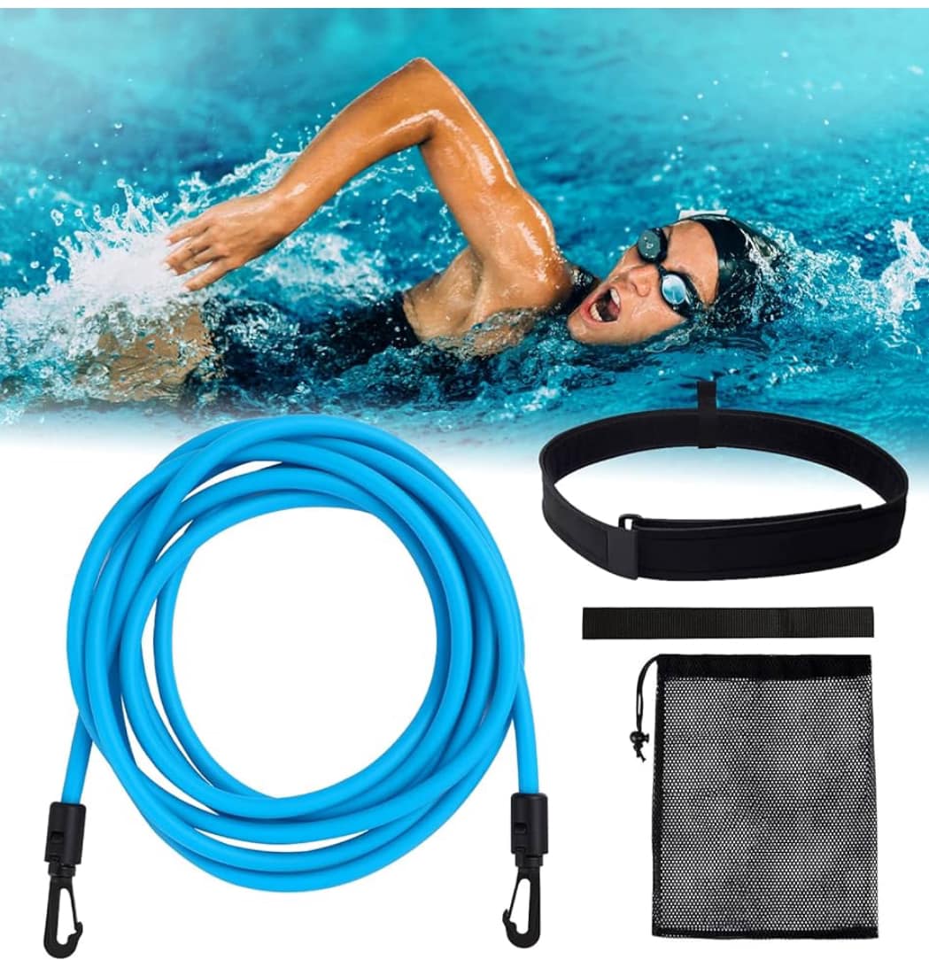Ceinture De Natation SilverChry 2,5–7,5 M – élastique Réglable, Entraînement En Résistance, Avec Pince-nez Et Bouchons D’oreilles