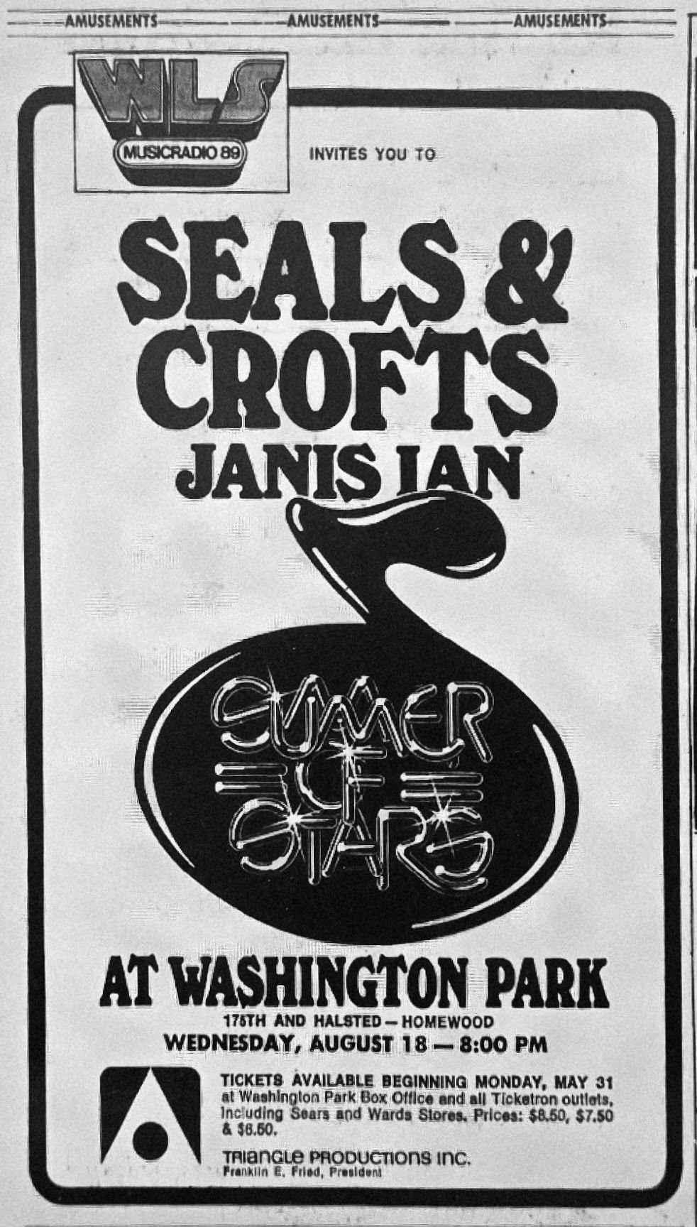 February 1973 Ticketron Chicagoland Entertainment Calendar -