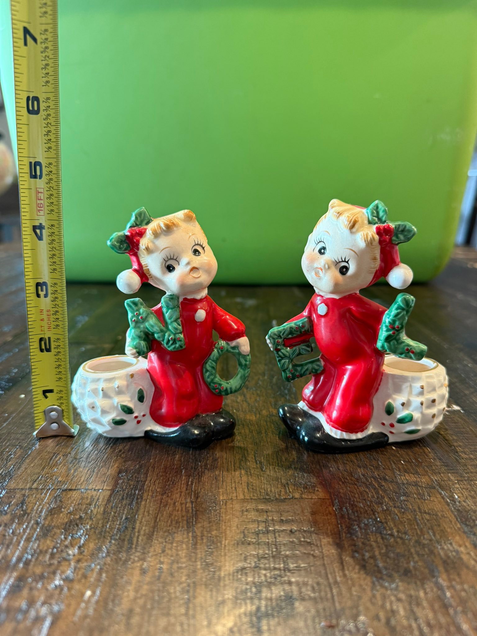 SOLD Set 2 VTG Commodore Christmas Figurines NOEL Kids Candle