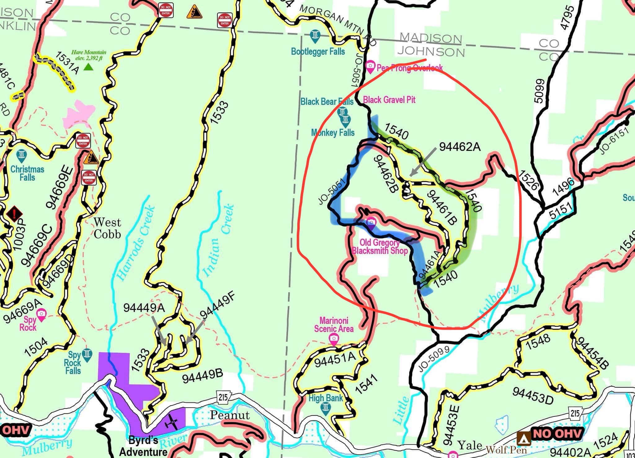 What is the best route on Road 5051 with scenic creek views?