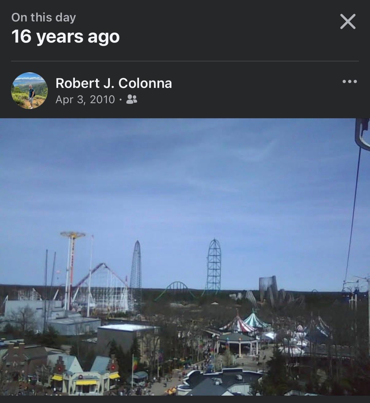 Great Adventure amusement park 16 years ago