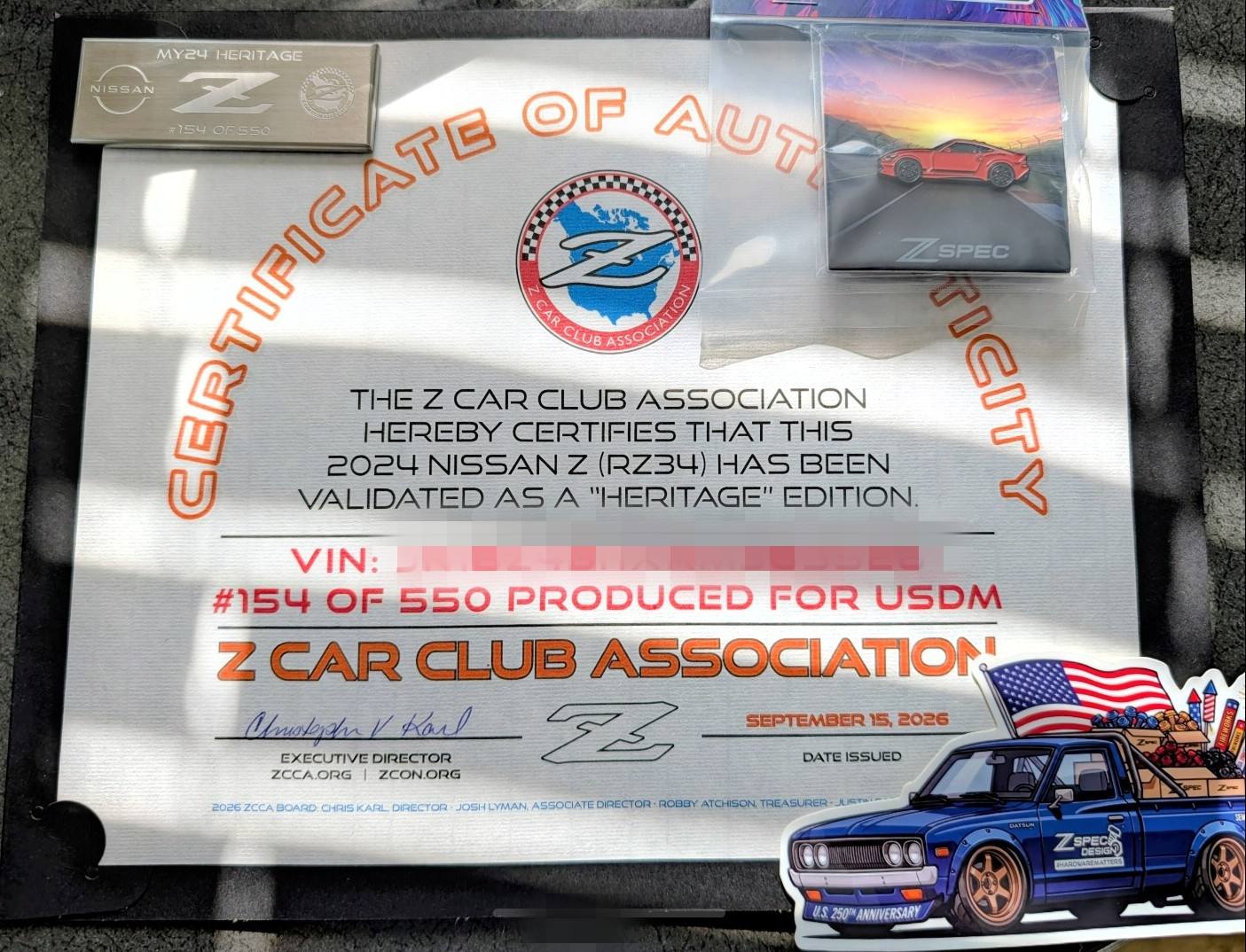 2024 Nissan Z Heritage Edition validation by ZCCA
