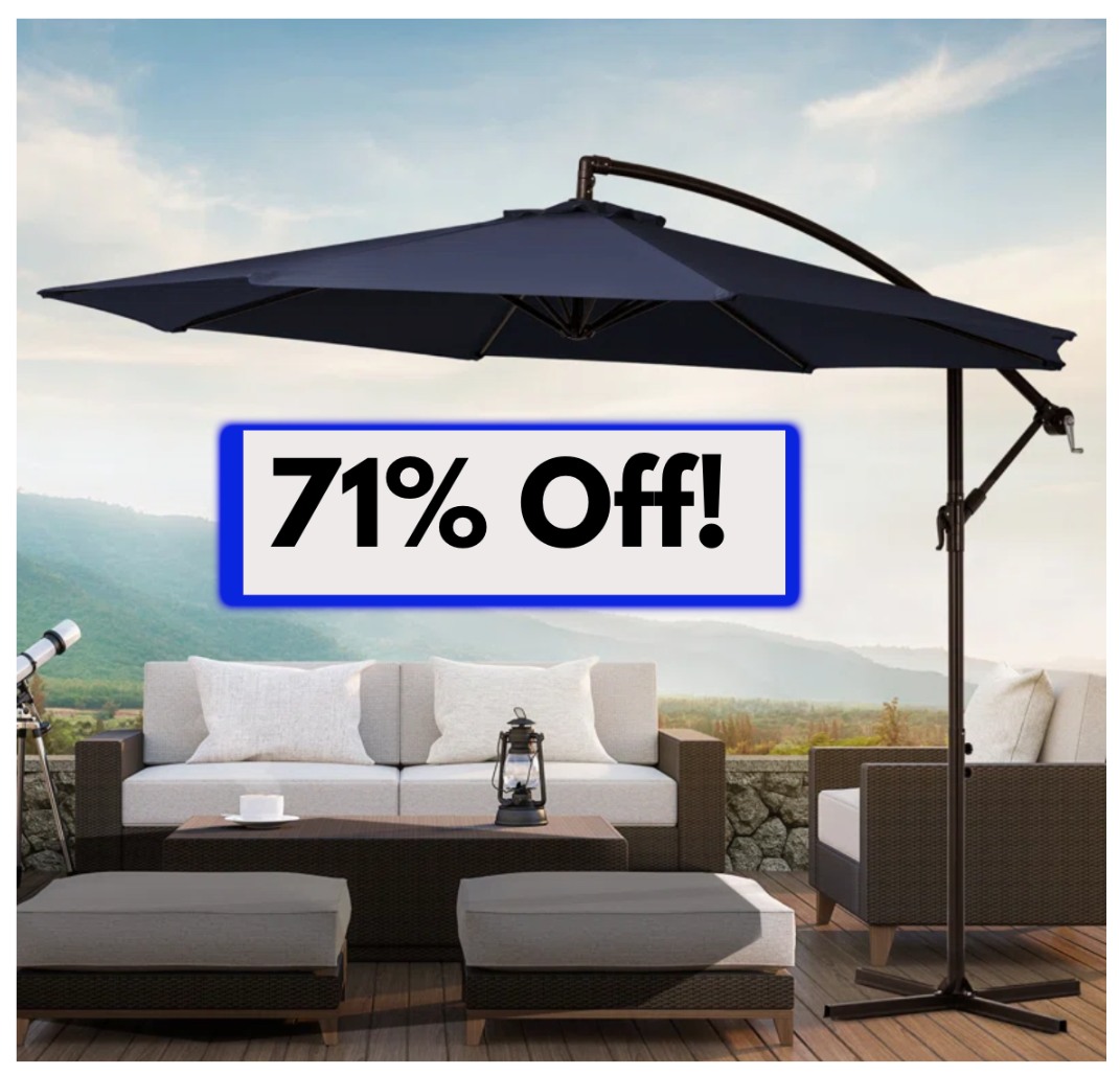 cyber monday patio umbrella Patioslife Aegis 10ft Round Cantilever with solar LED l  US-Patioslife inspired constructioncrafted from stainless steel PURPLE LEAF Outdoor Umbrella 8'