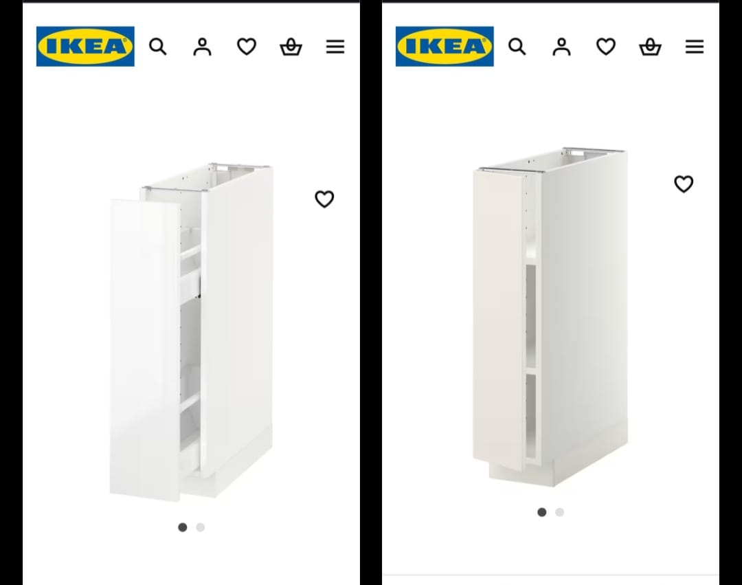 What are some suggestions for individually pull out shelves for a 20cm base cabinet?