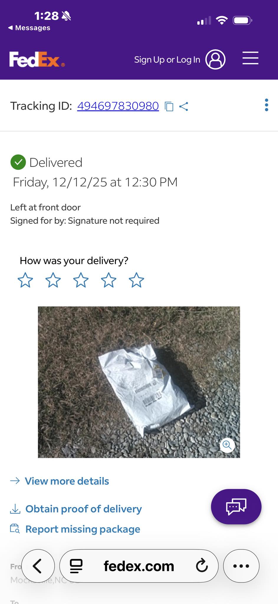 りー様　ご注文ページ　no.156 136 127 129 059 126 Lost Amazon package delivered in Abbeville, SC on 9/19/26