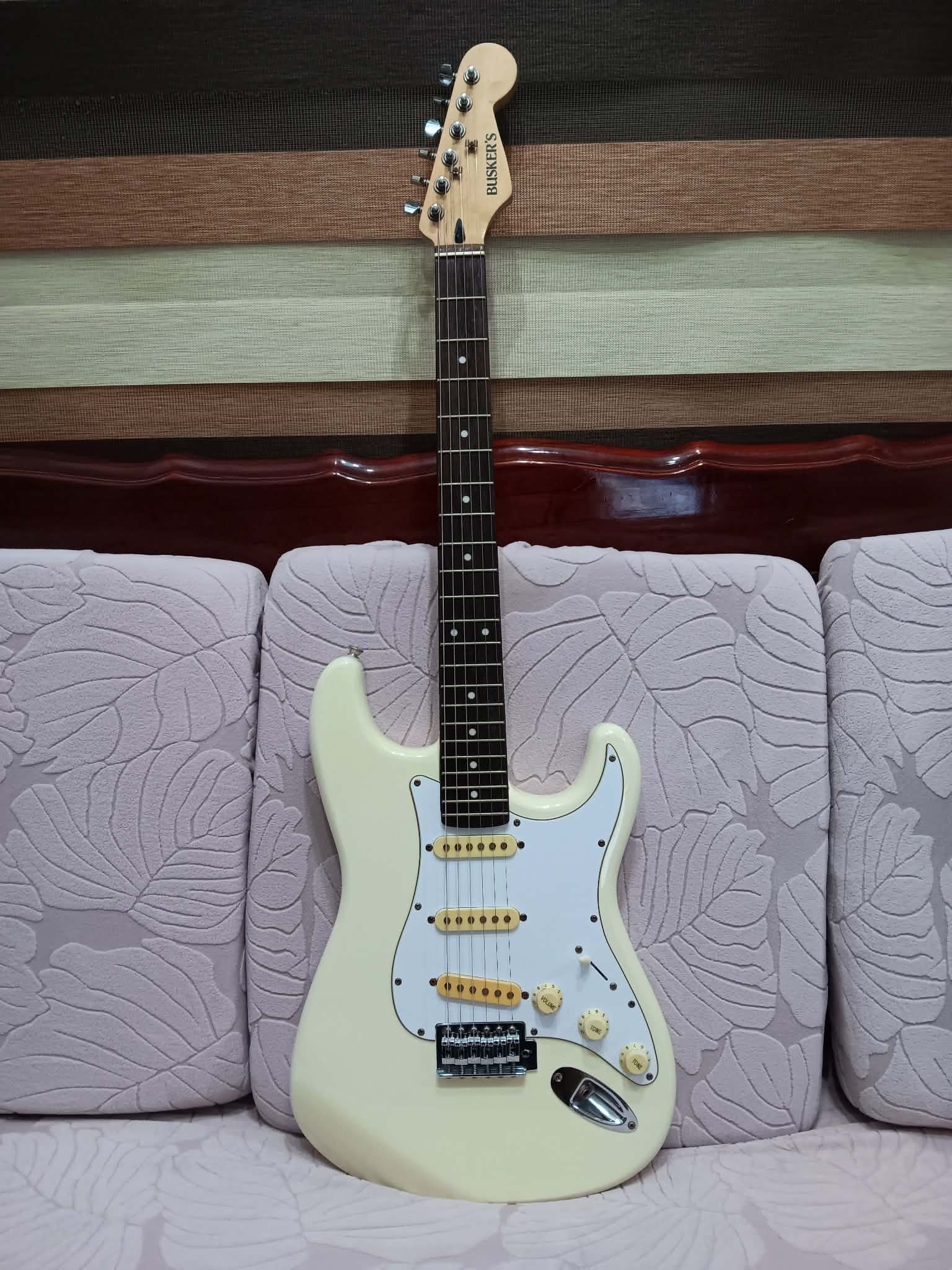 Busker's Stratocaster-type electric guitars, often sold as entry