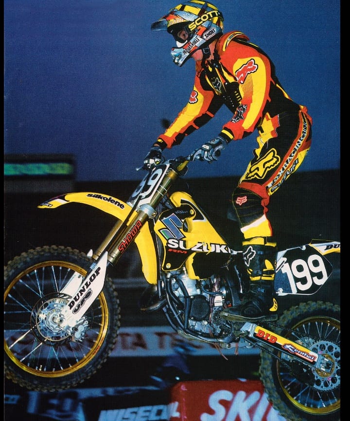 Travis Pastrana's 2000 Suzuki RM125 with Fox 360 gear
