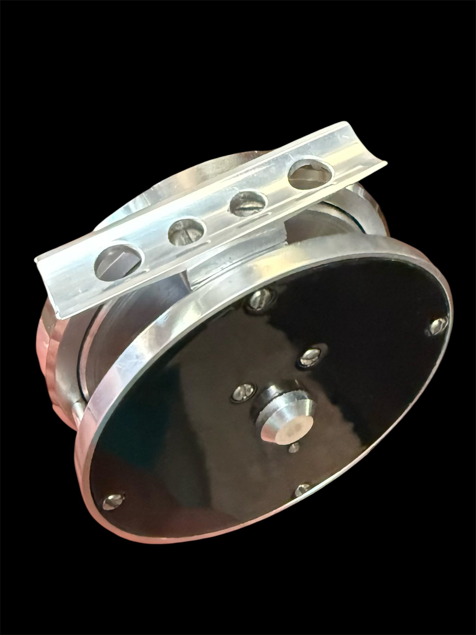 Bill Ballan reel with engraved handle