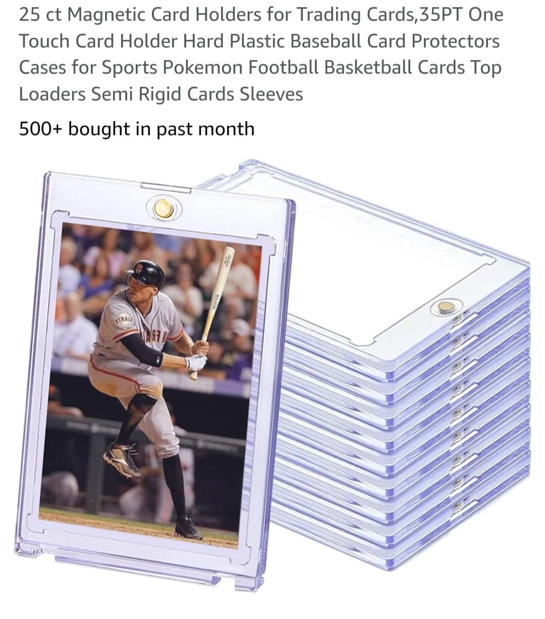 100 Pack Magnetic Card Holders - 35PT Hard Plastic Protectors For Standard Trading Cards (2.5" X 3.5")