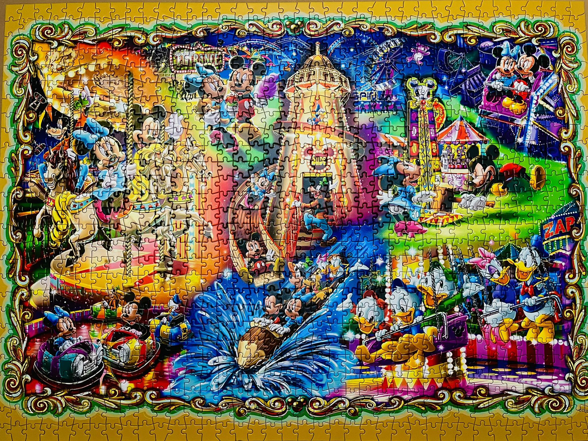 Mickey's Carnival 1000-piece jigsaw puzzle completed