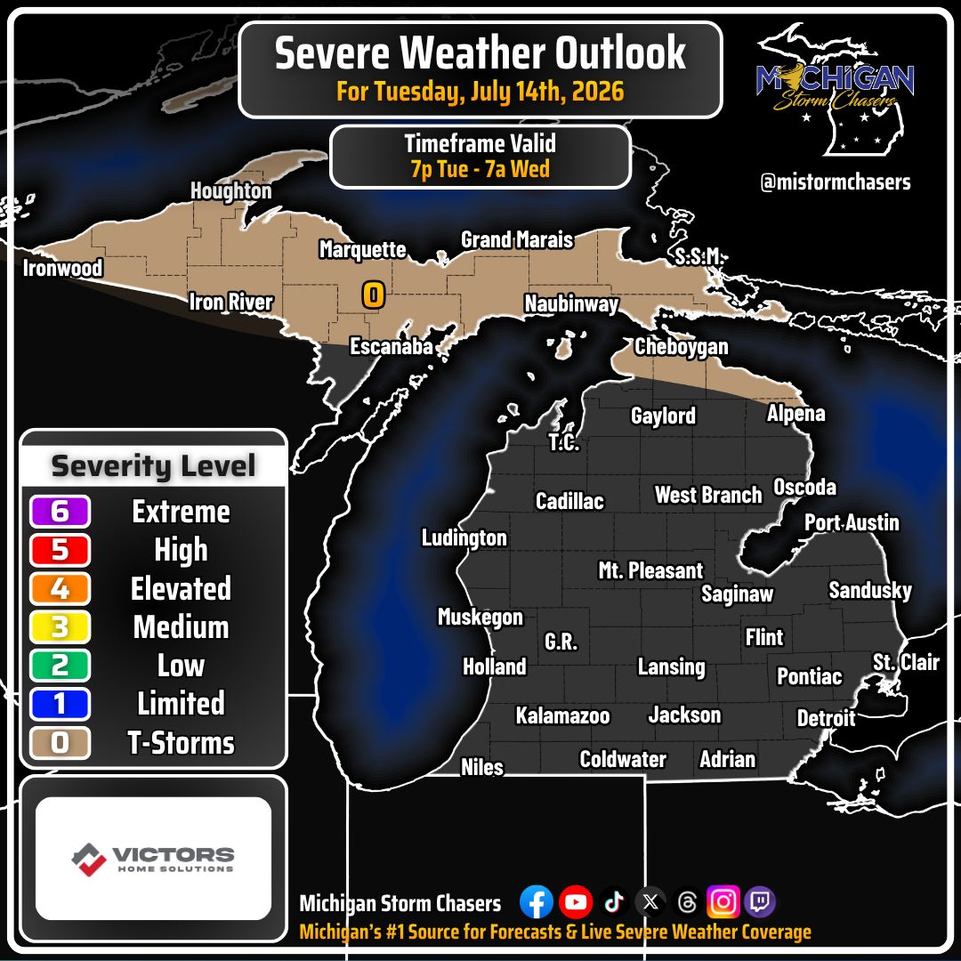 Tomorrow evening 7/14/26, a back door cold front will be swooping