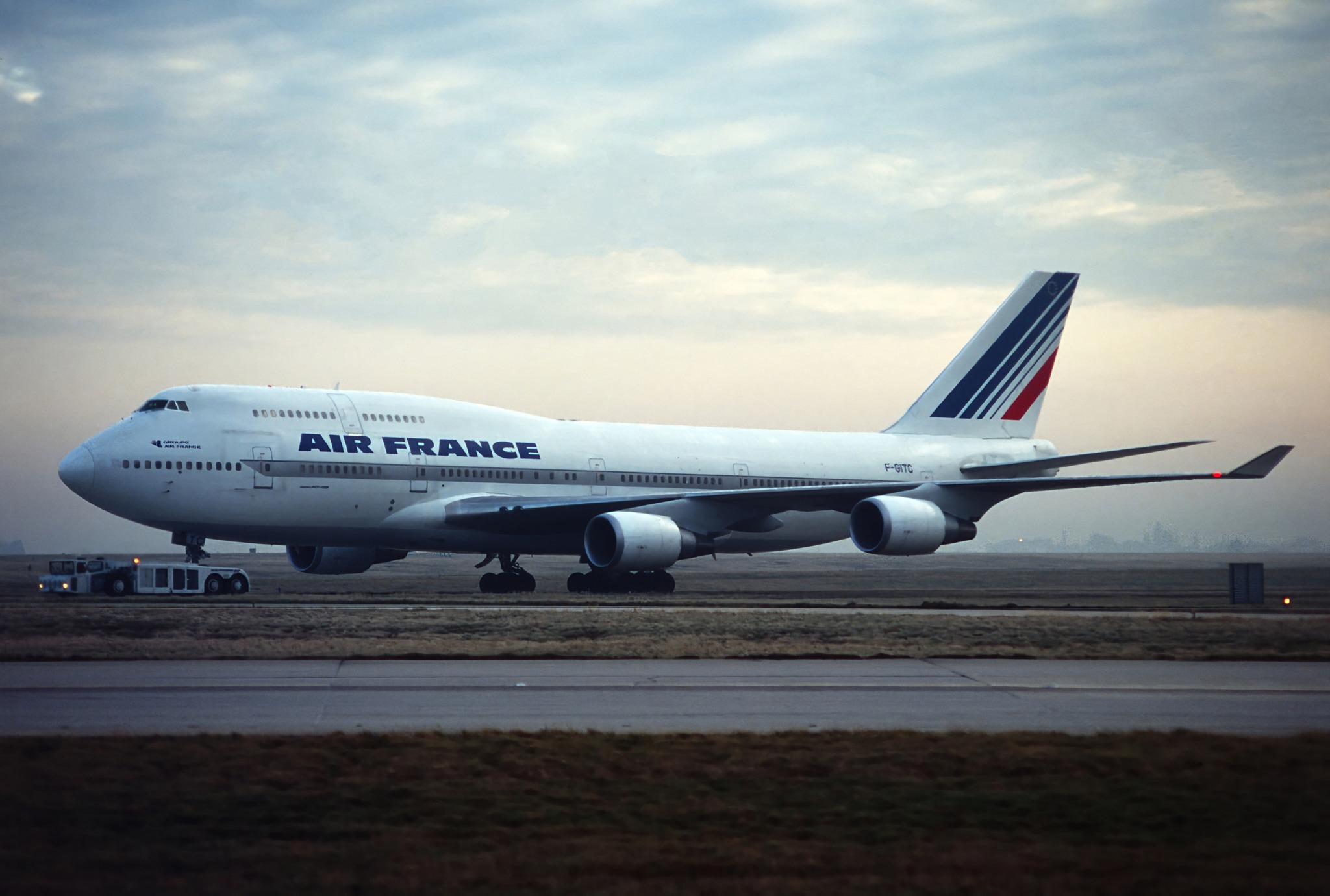 Air France Boeing 747-4B3 F-GEXA seen on the apron at CDG in May 1993.