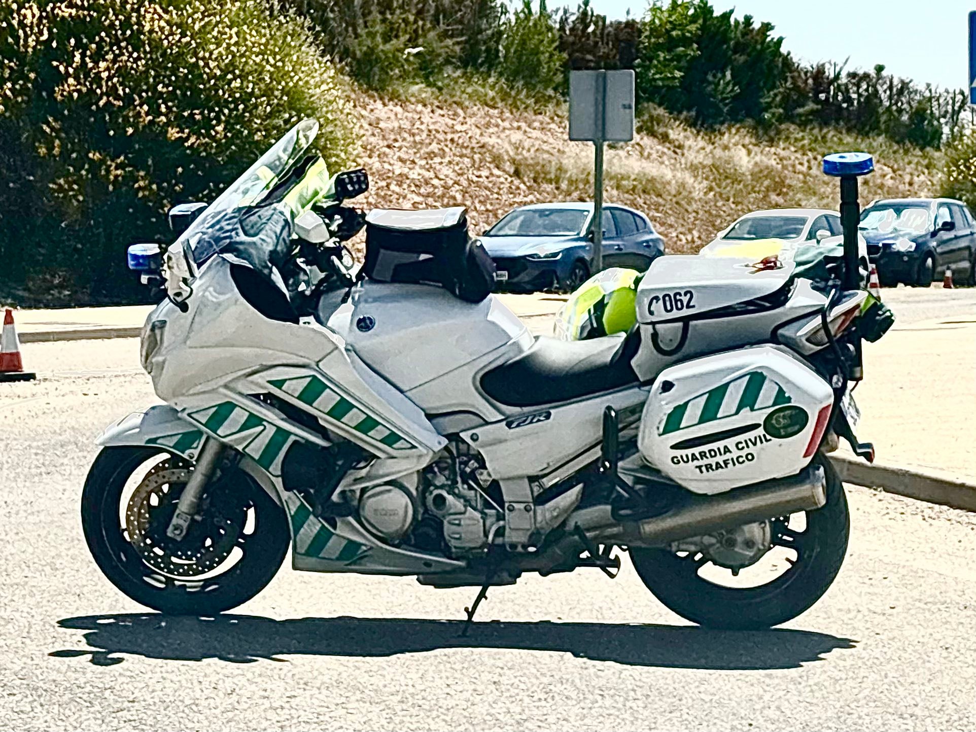 Vacation motorcycle shots from Spain, including police FJR and