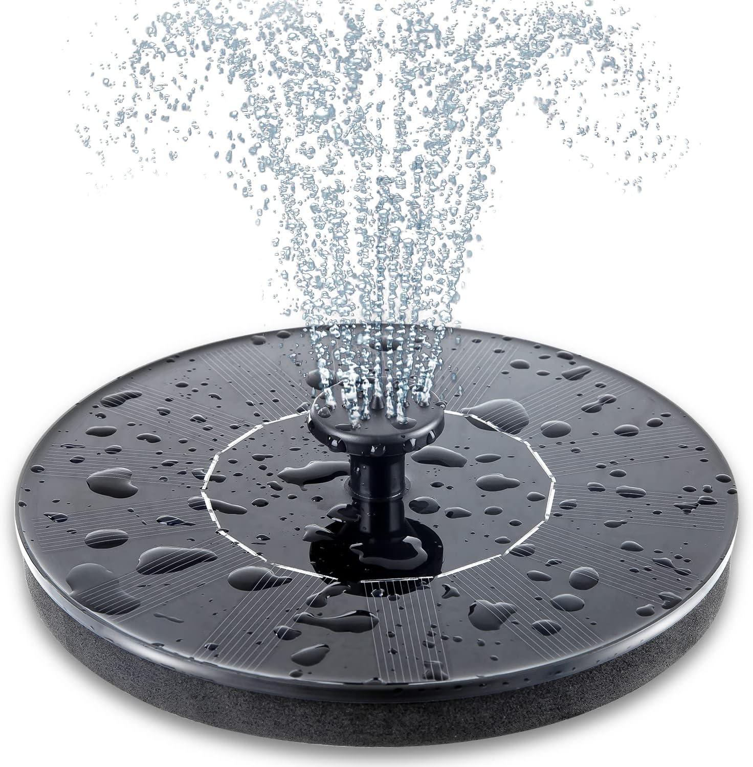 AISITIN 6.5W Solar Fountain Pump With 1500mAh Battery – 6 Nozzles For Bird Baths & Ponds