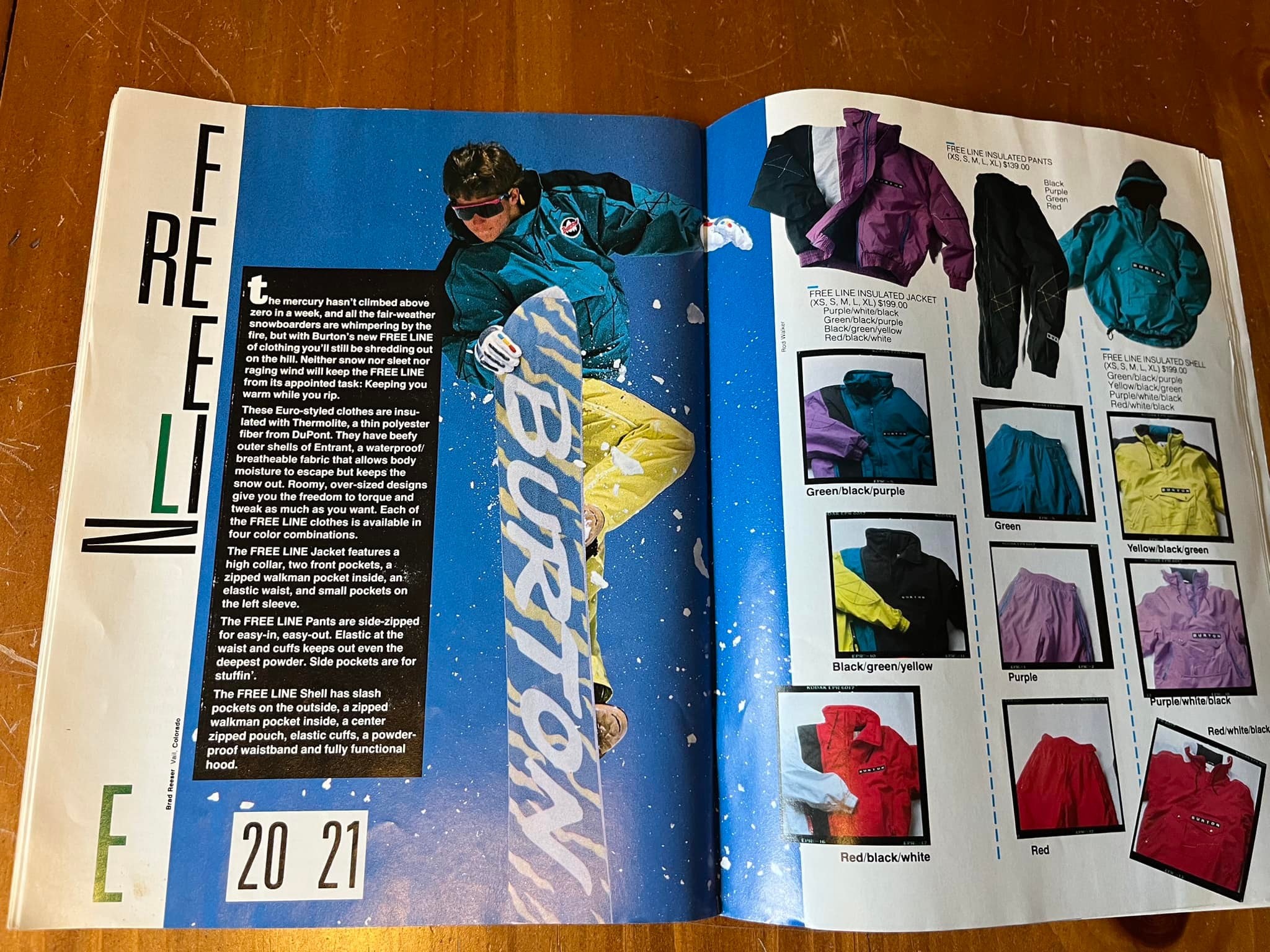 Vintage Burton snowboard catalogs and gear collection