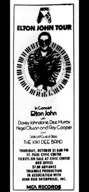 Elton John concert tickets for $7.00 in 1974