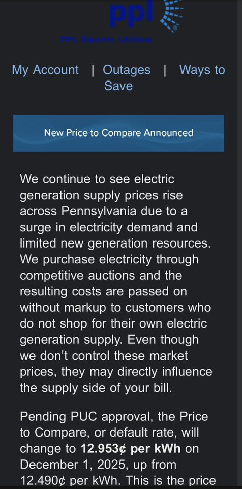 I just received this email about PPL rates that will increase as of ...