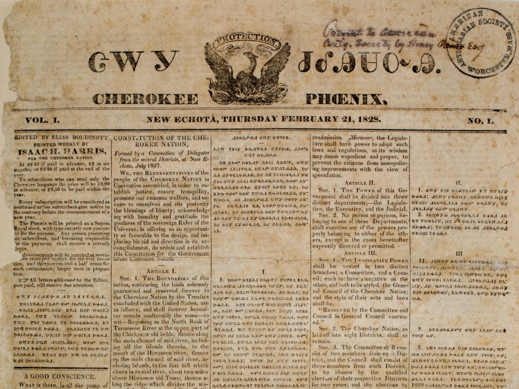 Archaeology & Civilizations | The Cherokee Phoenix was the first ...
