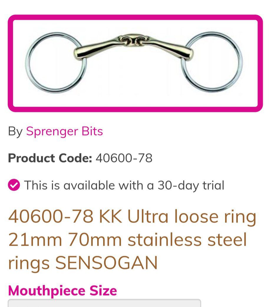Mors Sprenger KK Ultra Dynamic RS - Sensogan - Taille 5 3/4 (145mm) - D-Ring - Occasion Bon état